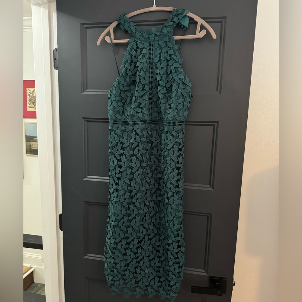 Bardot leaf dress dark green US size 6